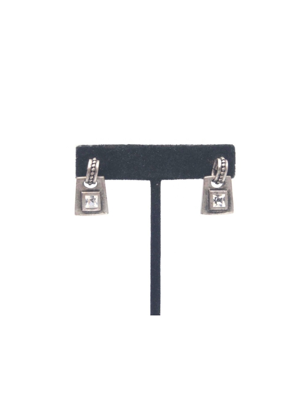 Vintage Silver Tone and  Clear Rhinestones Dangle Earrings.